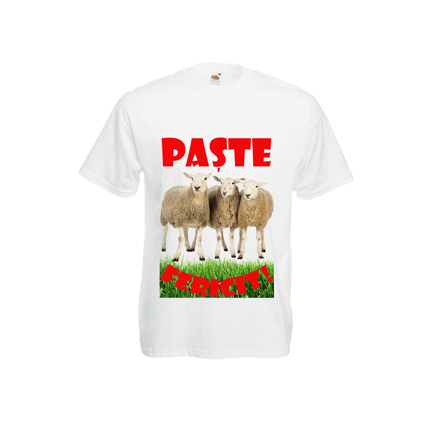 Tricou personalizat Fruit of the loom, Paste fericit alb M