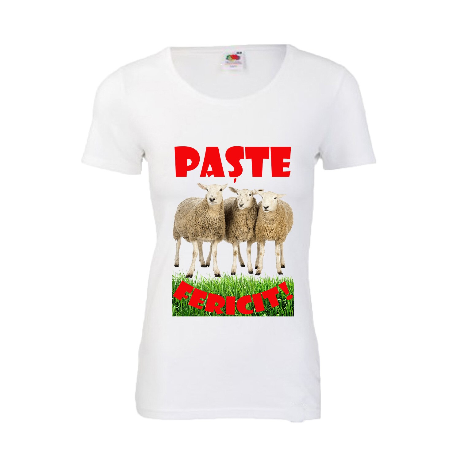 Tricou personalizat Fruit of the loom, Paste fericit dama alb L