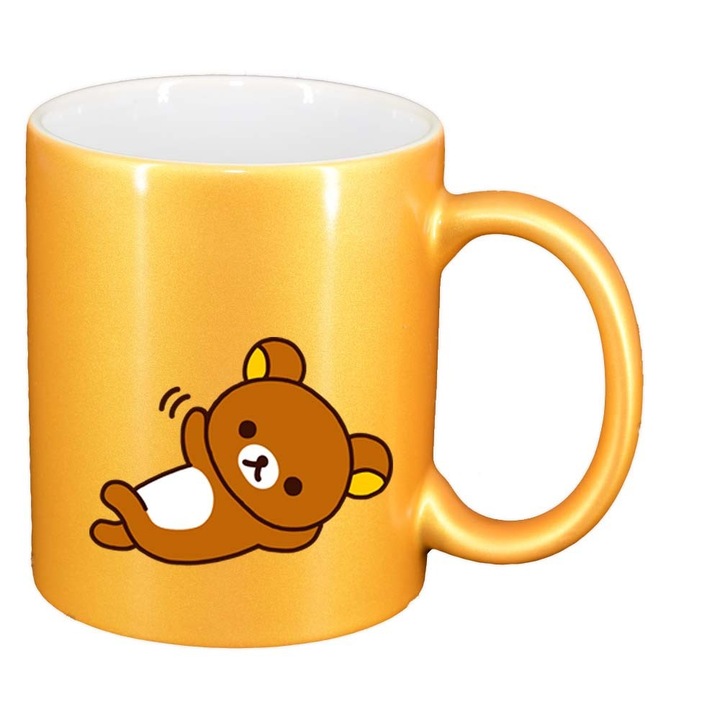 Cana "Cartoon, Rilakkuma Bear", auriu sidefata, 330ml, D729