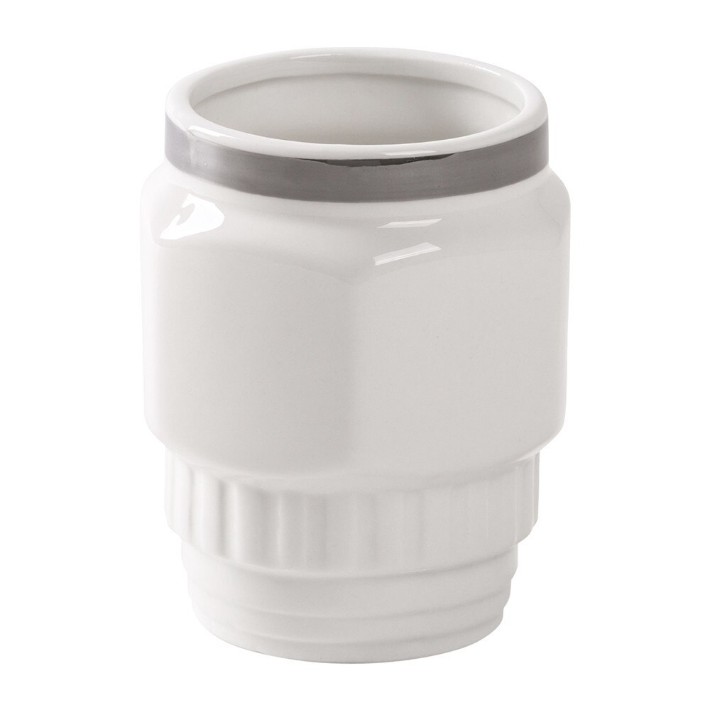 Cana Cafea cu dunga argintie 3 Seletti Machine, portelan alb,dunga argintie, 8.5 x 8.5 x 11 cm