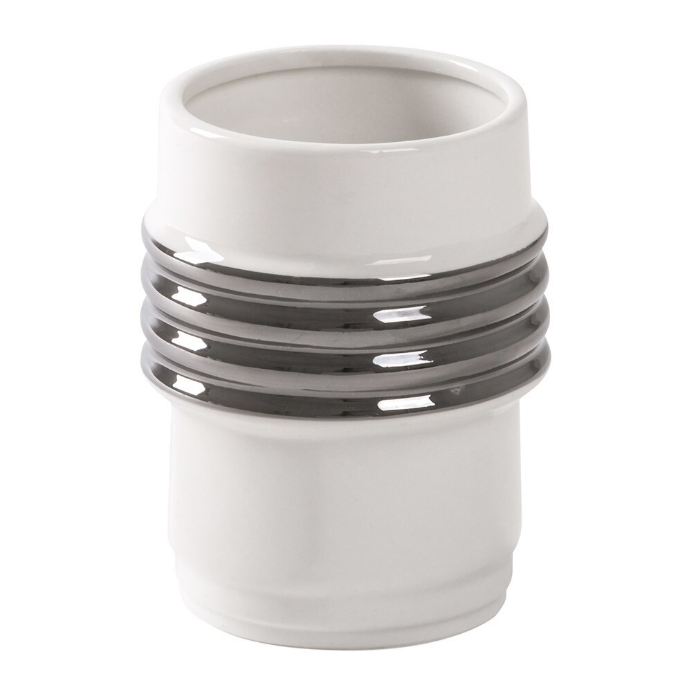 Cana Cafea cu dunga argintie 2 Seletti Machine, portelan alb,dunga argintie, 8.5 x 8.5 x 11 cm