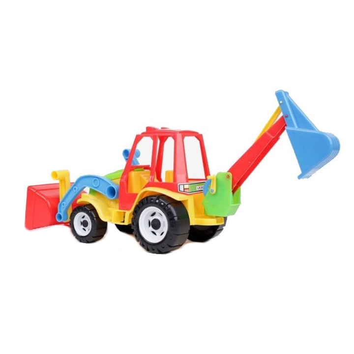 Многоцветен трактор с преден и заден товарач