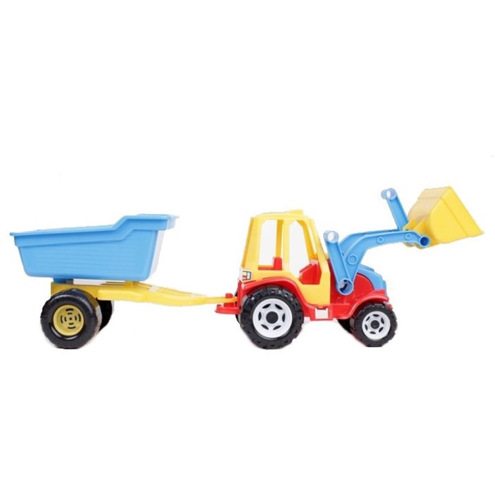 IUY! Játék traktor rakodóval, billenő pótkocsival, Többszínű