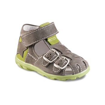 Sandale Richter din piele intoarsa, baieti, maro cu verde Sandale Richter din piele intoarsa, baieti, maro cu verde