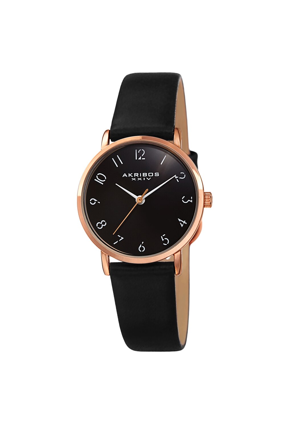 AKRIBOS XXIV, Ceas cu o curea de piele, Negru/Auriu rose