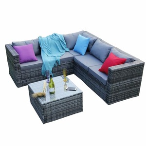 Set De Gradina Din Rattan Format Din Doua Piese Gri 181x181x66 Cm