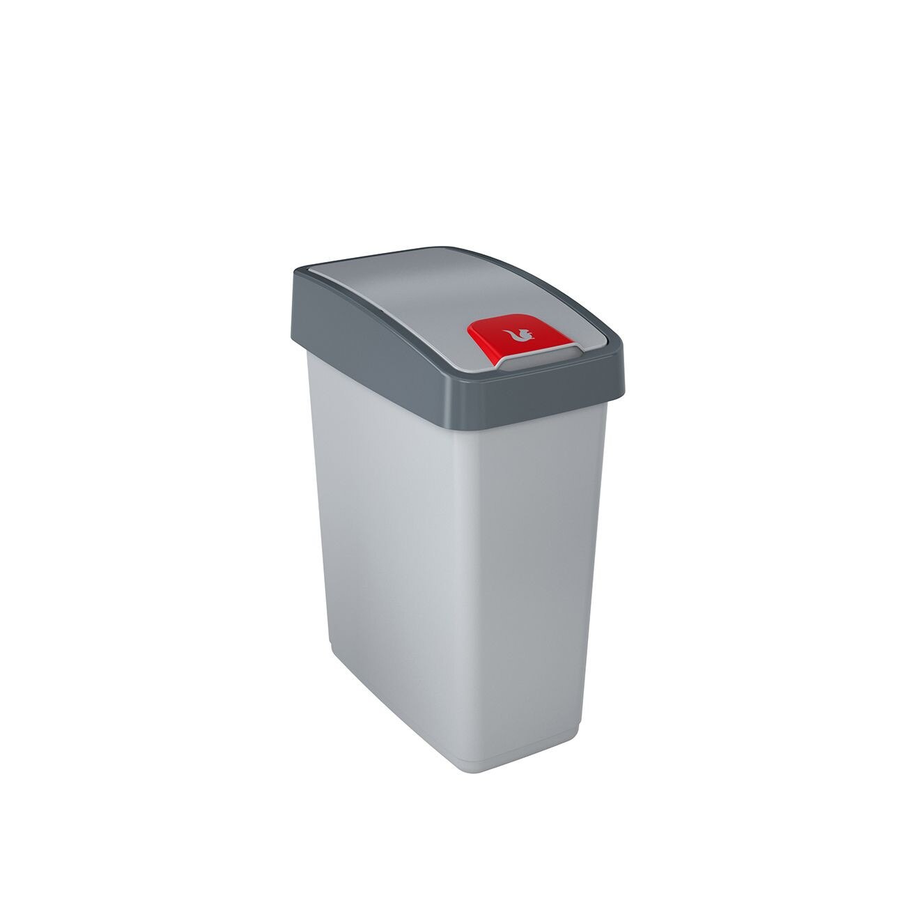 Cos gunoi cu deschidere dubla 25L argintiu, Keeeper