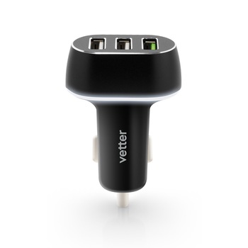 Incarcator auto Vetter Quick Charge 3.0 and Smart Outputs 3 X USB Black Incarcator auto Vetter Quick Charge 3.0 and Smart Outputs 3 X USB Black