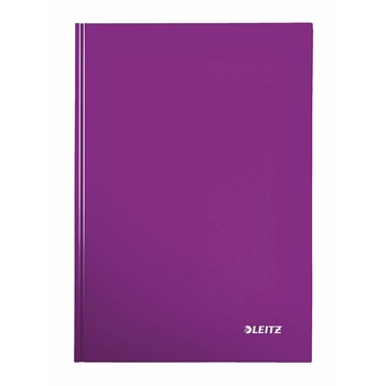 Caiet de birou A4 cu coperti din carton laminat Leitz Wow - dictando, mov metalizat (80 file) Caiet de birou A4 cu coperti din carton laminat Leitz Wow - dictando, mov metalizat (80 file)