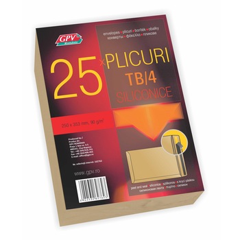 Plic B4 siliconic GPV 25 bucati, kraft Plic B4 siliconic GPV 25 bucati, kraft