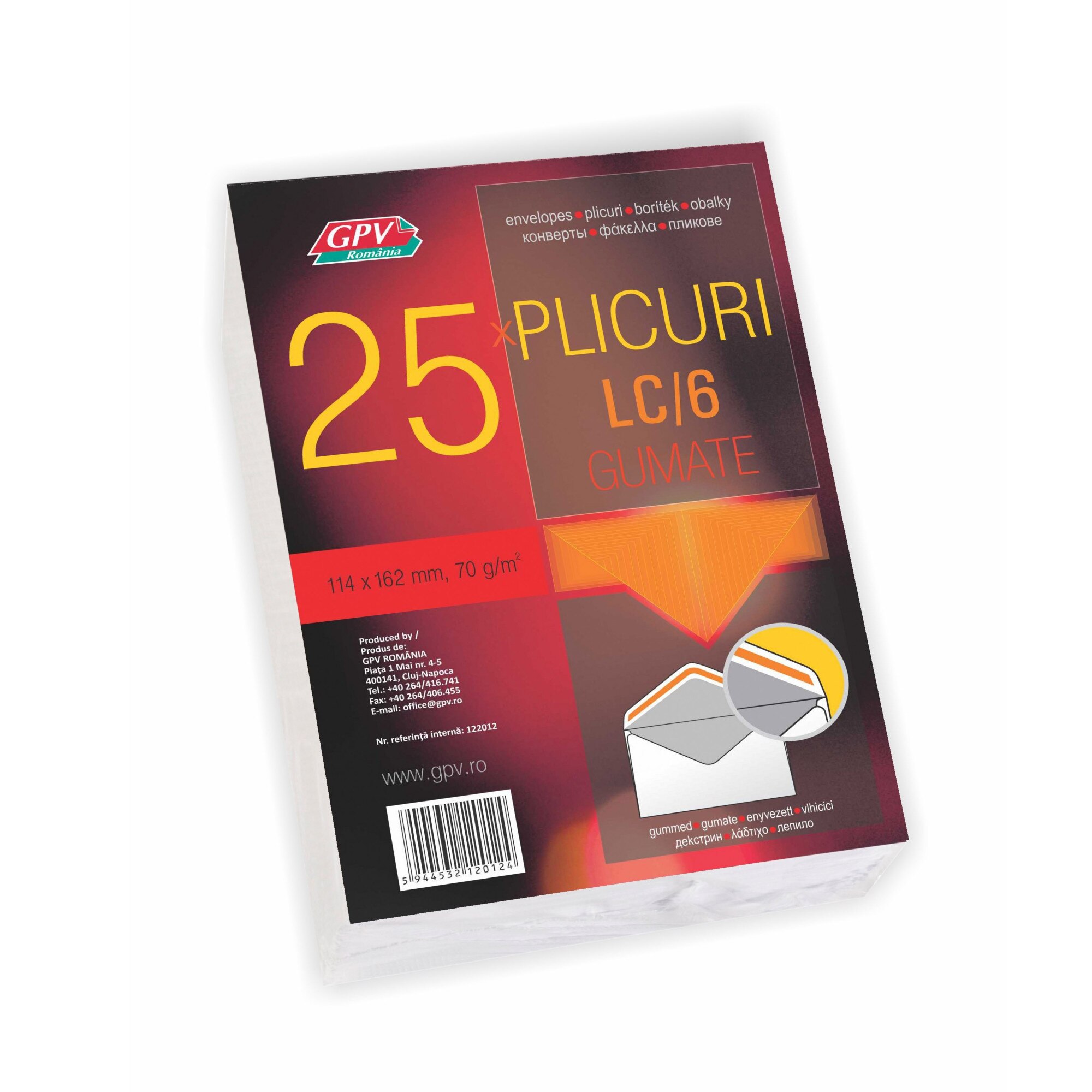 Plic C6 gumat GPV 25 bucati, alb