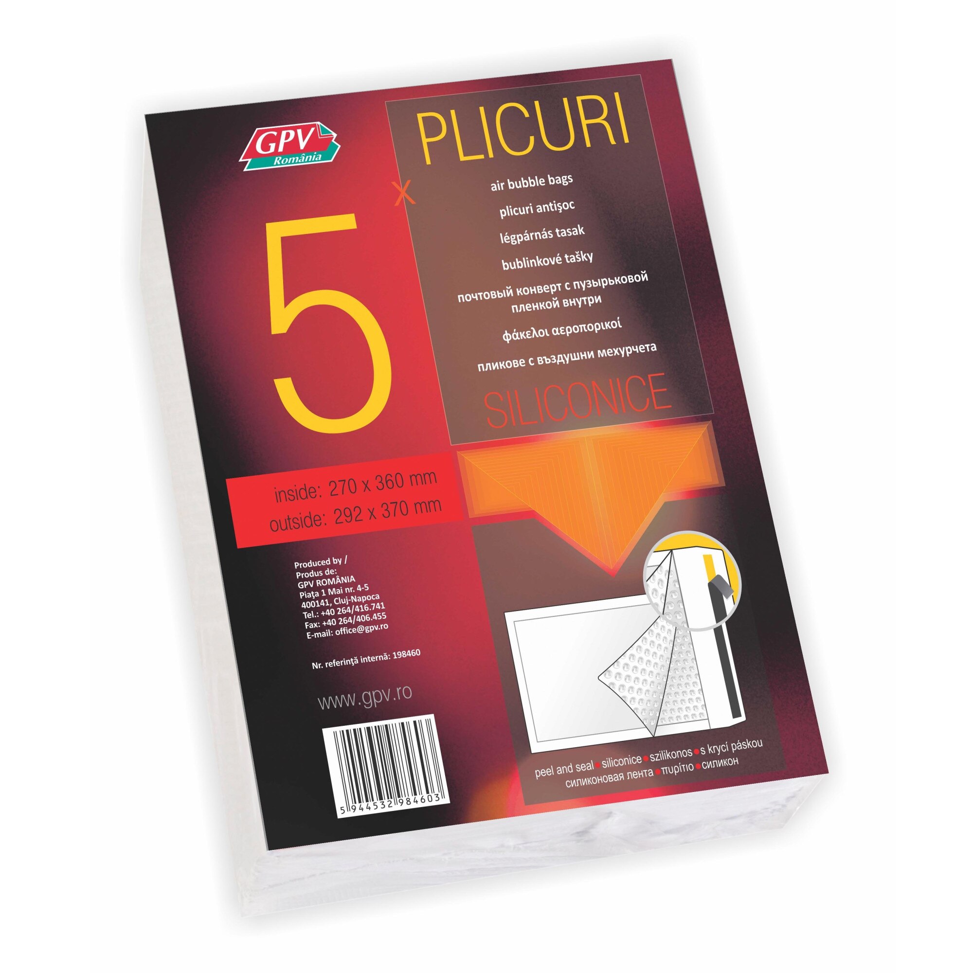 Plicuri cu bule, 270x360 mm, antisoc GPV, 5 buc
