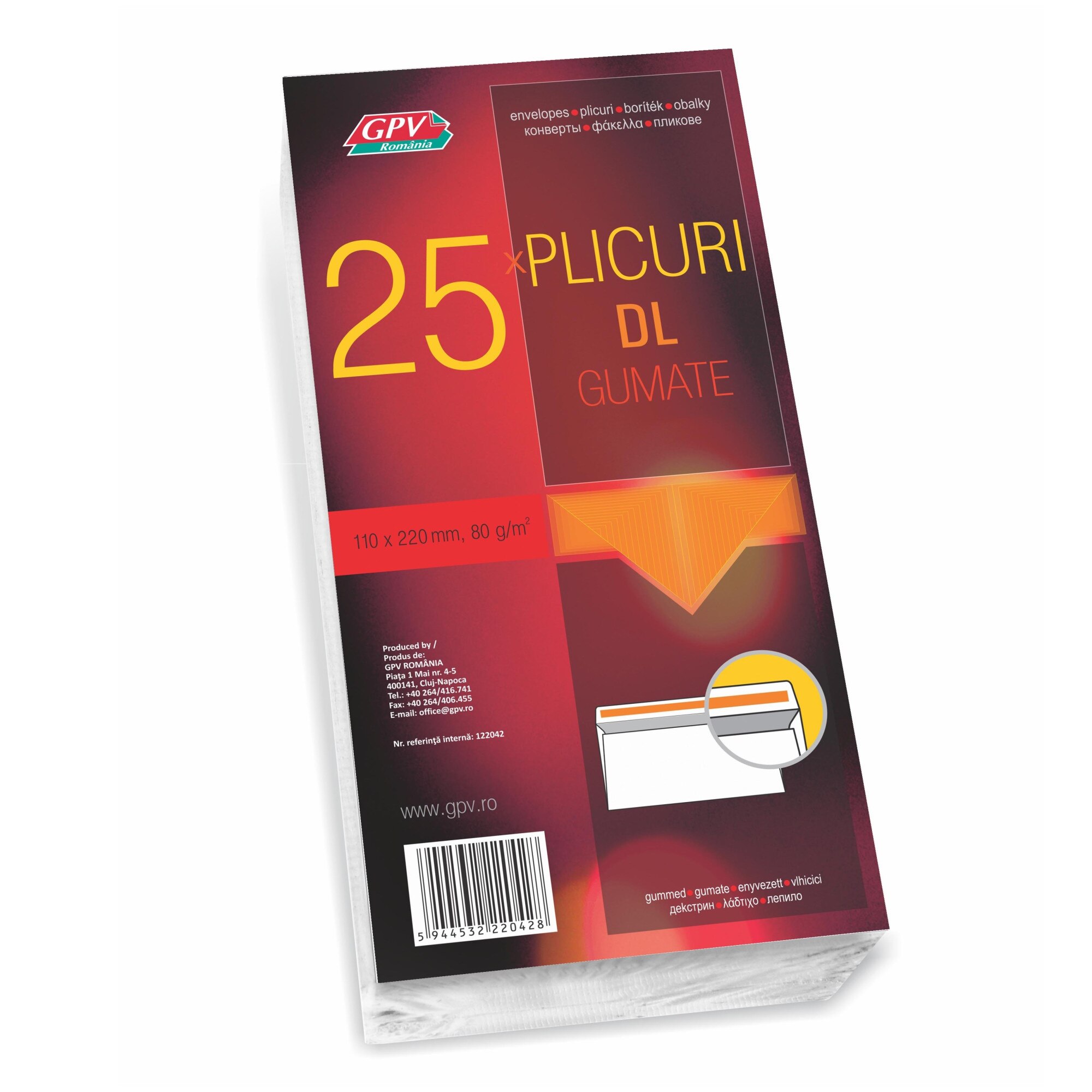 Plic DL gumat GPV 25 bucati, alb