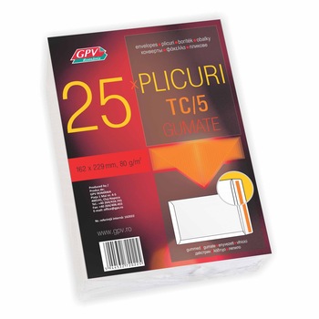 Plic TC5 gumat GPV 25 bucati, alb Plic TC5 gumat GPV 25 bucati, alb