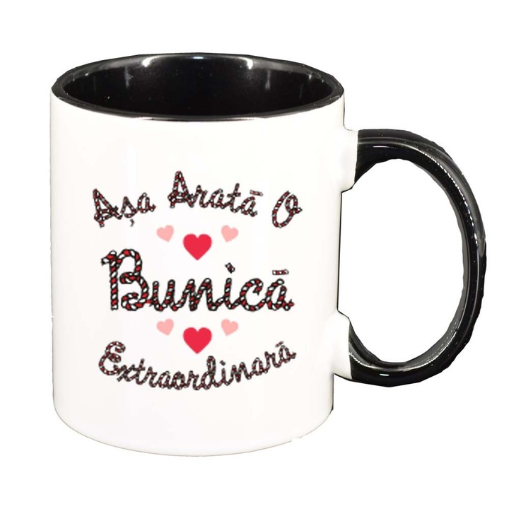 Cana "Bunica Extraordinara", interior negru, 330ml, D796