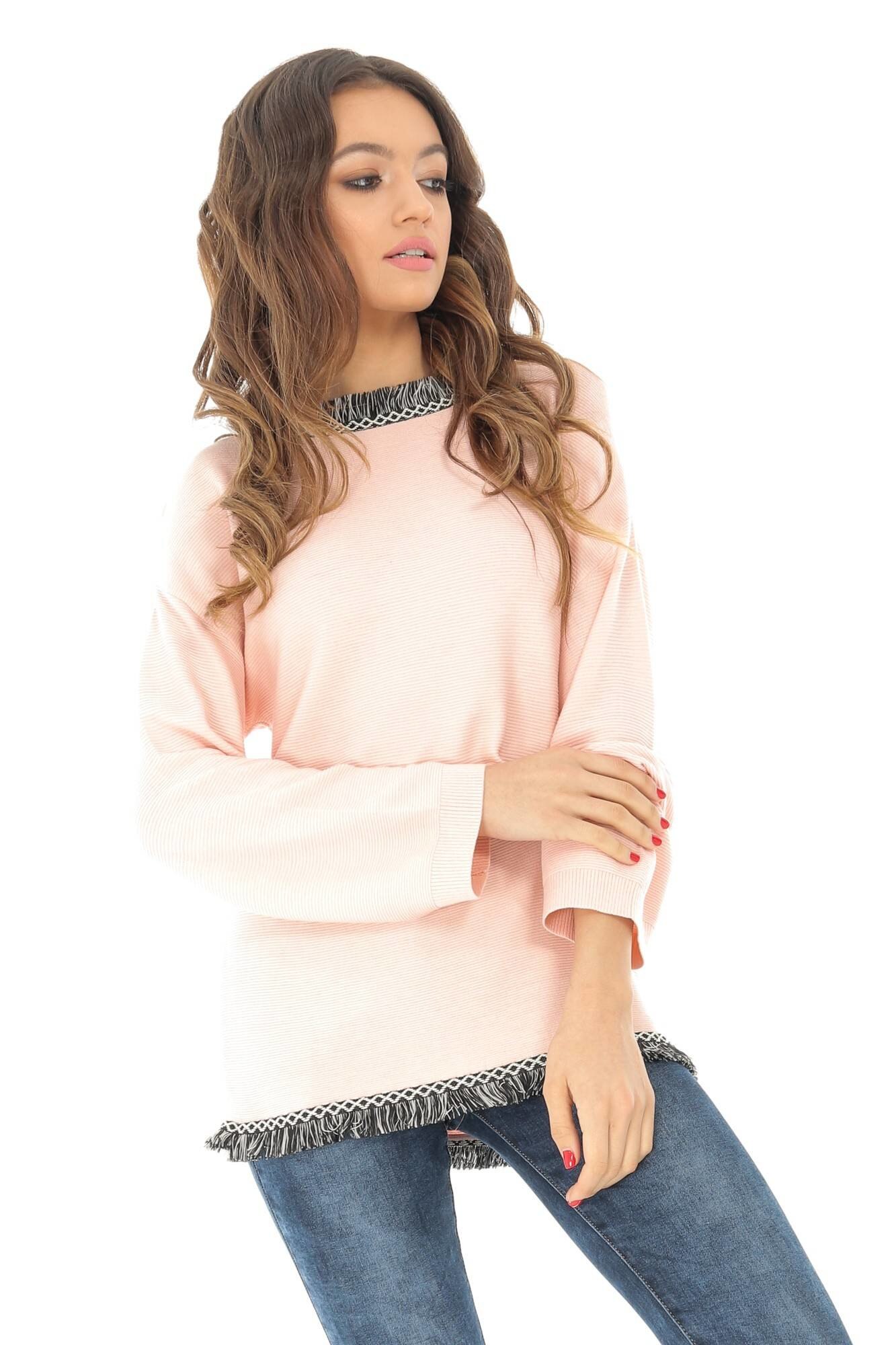 Bluza de dama, cu maneca lunga, peach, ROH