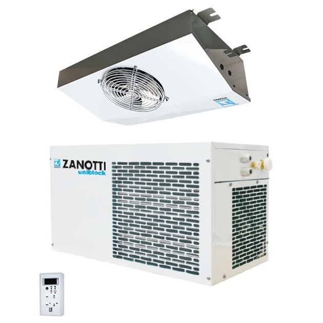 Agregat bibloc (cu vaporizator), Zanotti DBO 107 pentru refrigerare, volum de aer racit 12 metri cubi, destinat camerelor si depozitelor frigorifice