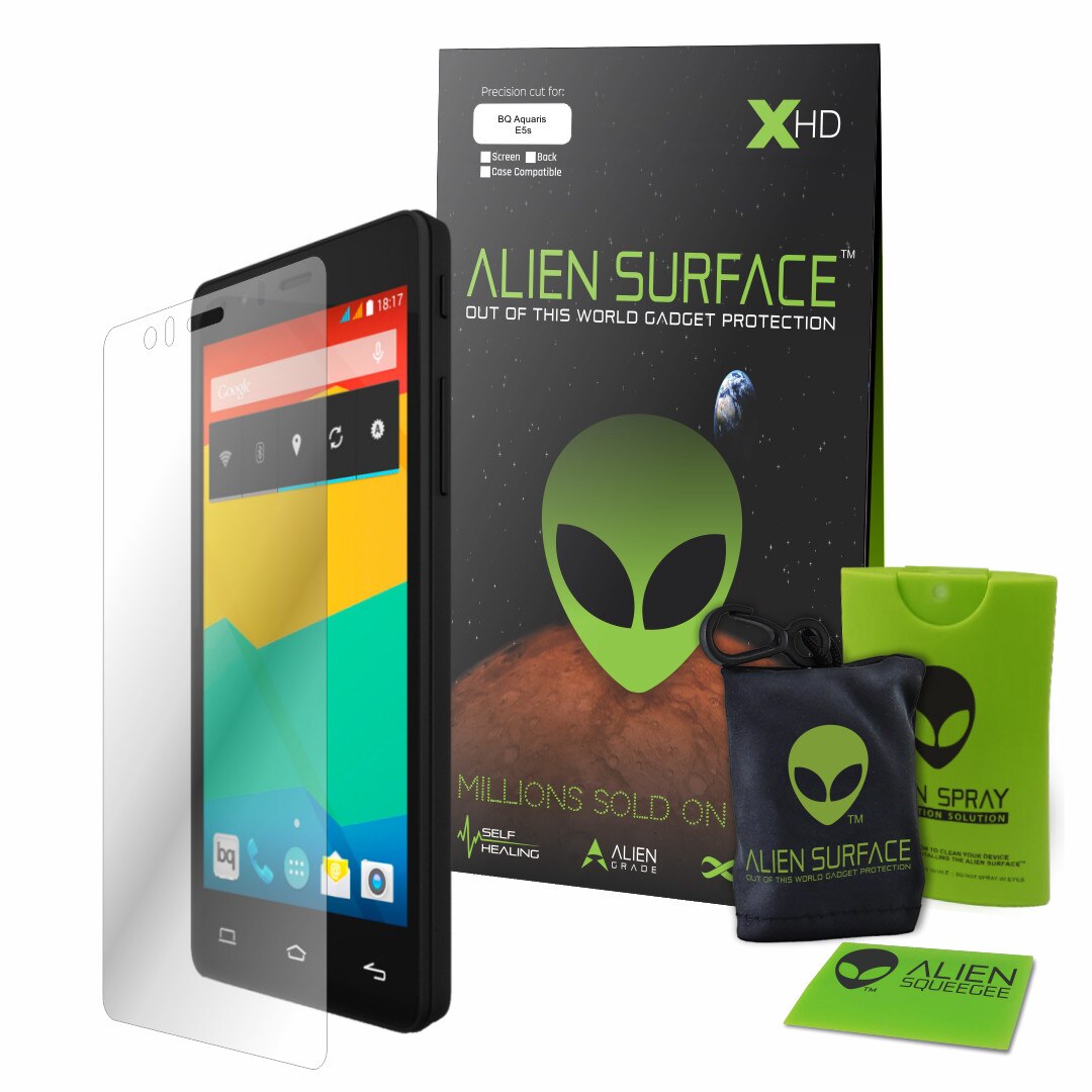 Folie Alien Surface HD, BQ Aquaris E5s, protectie ecran + Alien Fiber cadou