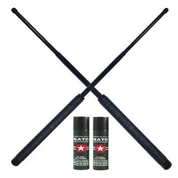 Set 2 bastoane telescopice, Police, 50 cm, 2 sprayuri NATO, 60 ml, cadou Set 2 bastoane telescopice, Police, 50 cm, 2 sprayuri NATO, 60 ml, cadou