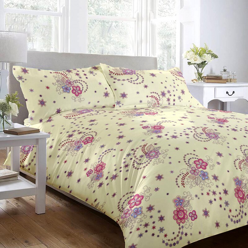 Lenjerie de pat Dormisete Laelia CremX, 200x220 / 50x70, bumbac 100%, pentru pat 2 persoane, 4 piese