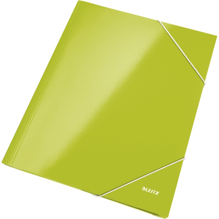 Mapa carton Leitz WOW cu elastic, Verde metalizat