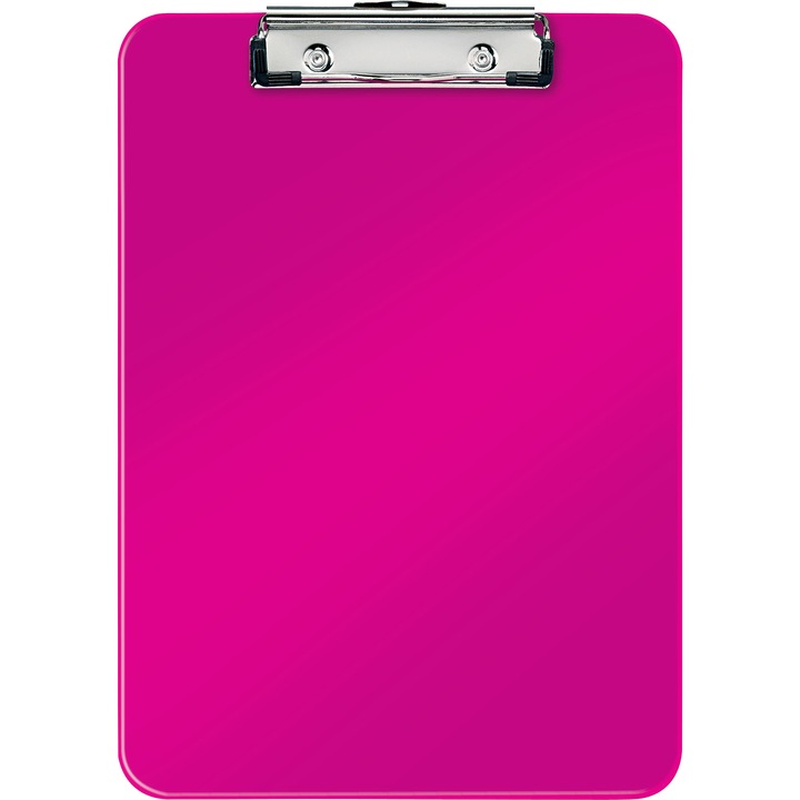 Clipboard Leitz WOW, simplu, PS, A4, 100 coli, roz