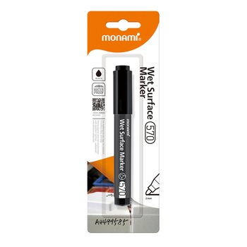 Marker pentru suprafete umede Monami permanent cu varf rotund de 2 mm negru Marker pentru suprafete umede Monami permanent cu varf rotund de 2 mm negru