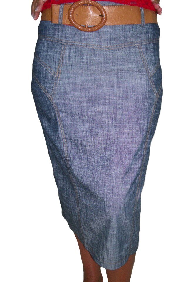 Fusta sport,din bumbac,curea maro,D&J Exclusive,, Albastru