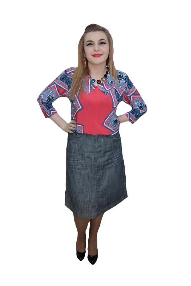 Fusta casual,bumbac de cea mai buna calitate,D&J Exclusive,, Albastra, 38