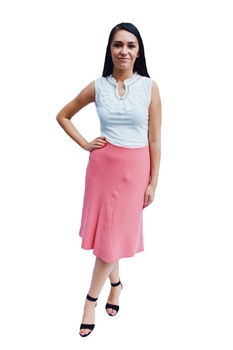 Fusta eleganta, in clin, D&J Exclusive, Corai Fusta eleganta, in clin, D&J Exclusive, Corai