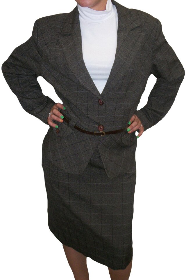 Fusta dreapta, tesatura in carouri, D&J Exclusive, Maro