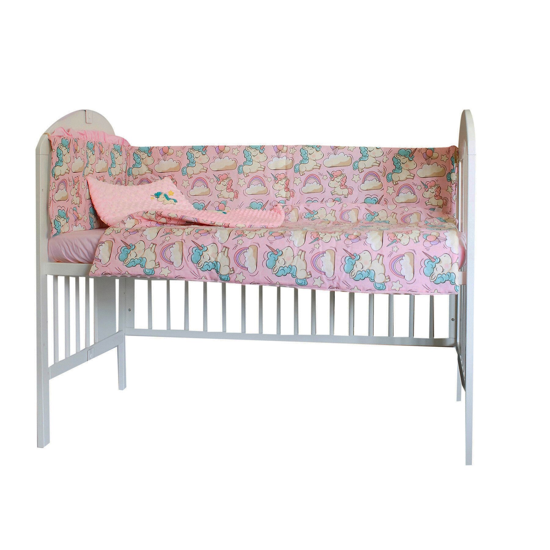 Lenjerie 5 piese, Unicorn roz, 120 x 60 cm