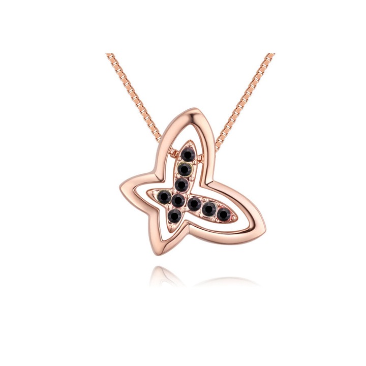 Pillangó a pillangóban- fekete -arany- Swarovski kristályos nyaklánc