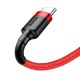 USB-USB-C кабел, Baseus, 3 A, 0,5 м, Червен