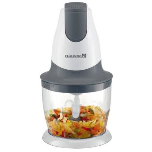 Aparat de tocat, Chopper Hausberg, 300 W, capacitate vas 0.75l, lame universale din otel inoxidabil