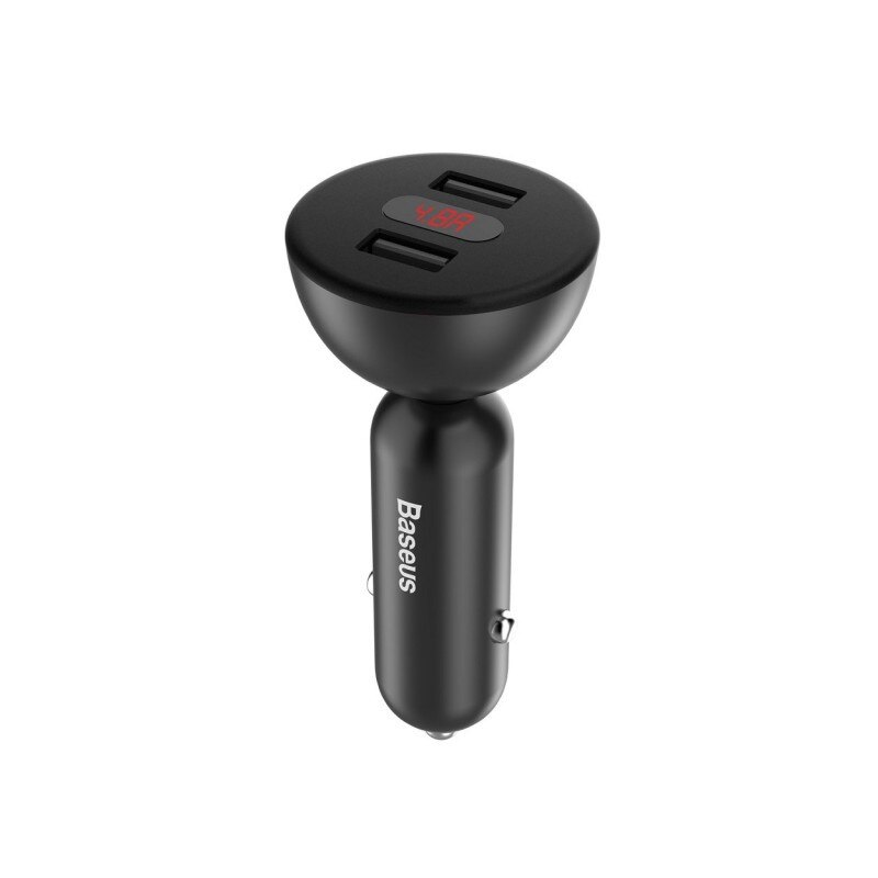 Incarcator Auto Dual 360 Baseus Cu Display De Afisare ,2 Porturi De Incarcare , negru