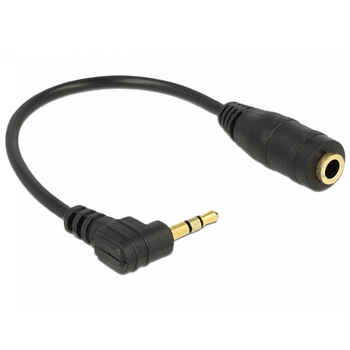 Cablu audio Stereo 2.5 mm T in unghi la 3.5 mm M 3 pini, 14 cm, Delock 65397 Cablu audio Stereo 2.5 mm T in unghi la 3.5 mm M 3 pini, 14 cm, Delock 65397