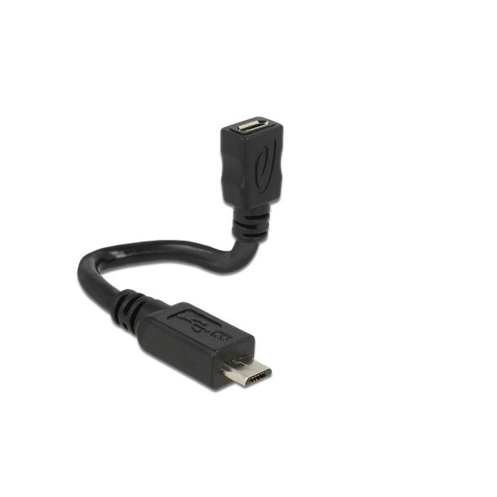 Кабел Delock 83923, OTG ShapeCable, Micro USB-B 5-пинов 2.0, Удължителен, 0.15 м