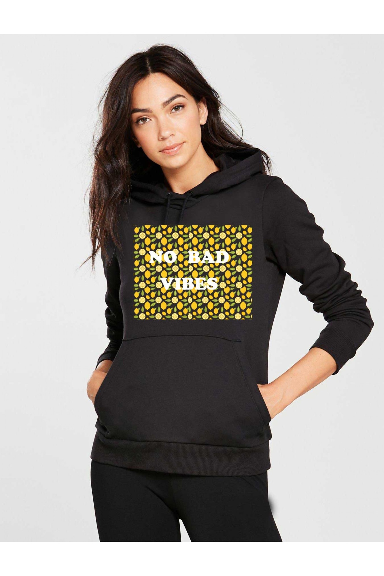 Hanorac dama negru - No Bad Vibes