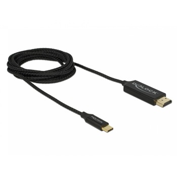 Cablu USB-C la HDMI (DP Alt Mode) 4K 60Hz T-T 1m coaxial, Delock 84905 Cablu USB-C la HDMI (DP Alt Mode) 4K 60Hz T-T 1m coaxial, Delock 84905