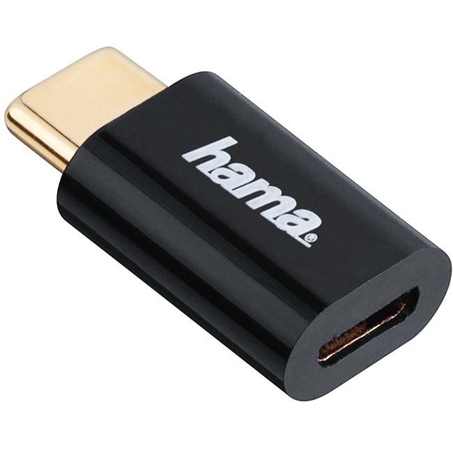 Adaptor USB Micro B - USB tip-C mascul, conectori placati cu aur, negru, HAMA-135723