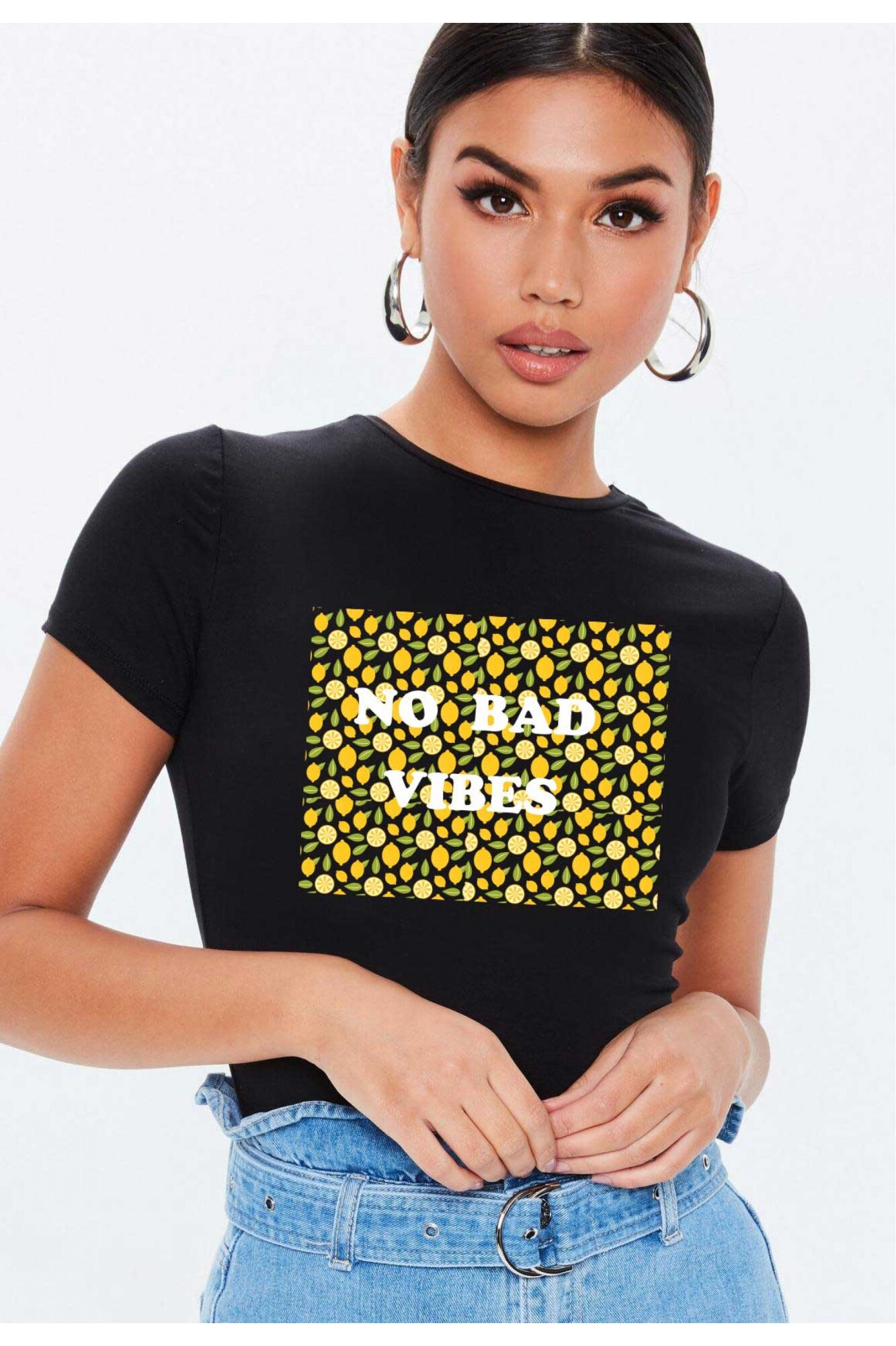 Tricou dama negru - No Bad Vibes