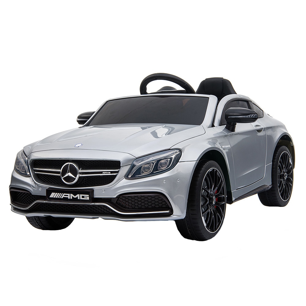 Masinuta electrica cu roti din cauciuc si deschidere usi Mercedes Benz C63s Silver