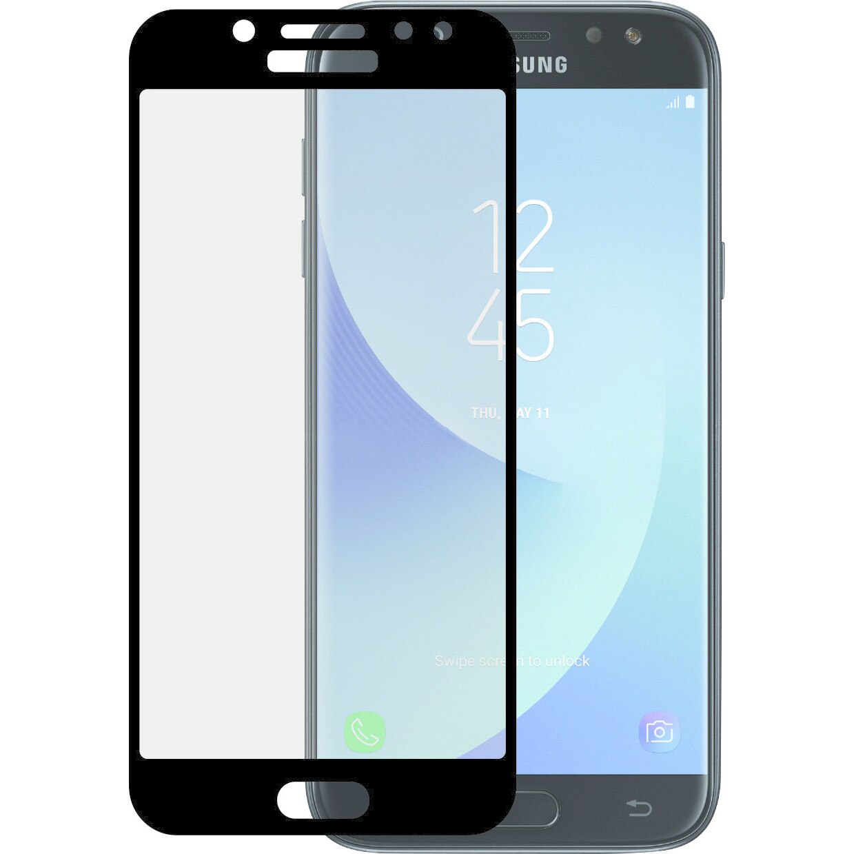 Folie protectie Samsung Galaxy J3 2017, Tempered Glass, 3D, Margini Curbate, Neagra