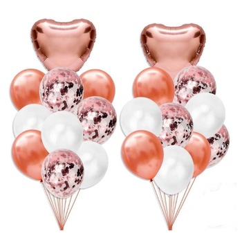 Buchet de 20 Baloane Latex 12 inchi, Latex Transparent cu Confetti 10 inchi, Balon Folie Inima, Plus Rafie, Culoare Rose Gold Buchet de 20 Baloane Latex 12 inchi, Latex Transparent cu Confetti 10 inchi, Balon Folie Inima, Plus Rafie, Culoare Rose Gold