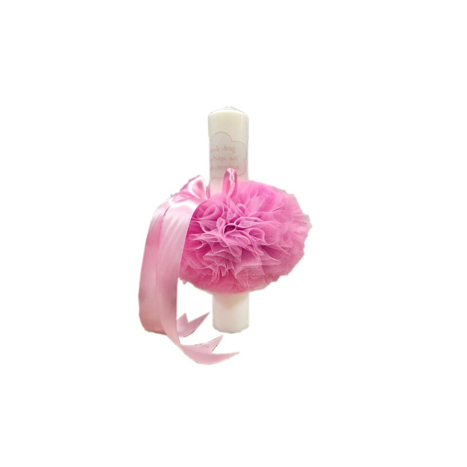 Lumanare pentru botez, 30x5 cm, roz, dae3100