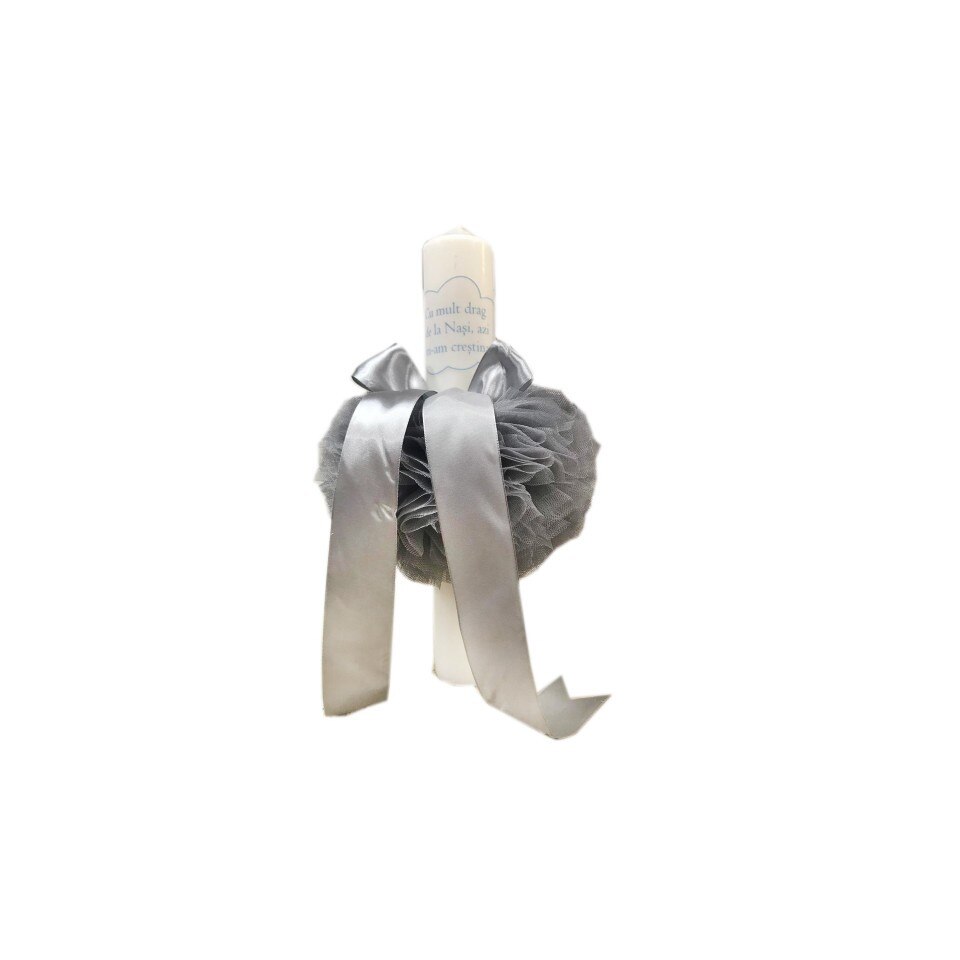 Lumanare pentru botez, 30x5 cm, gri, dae3103