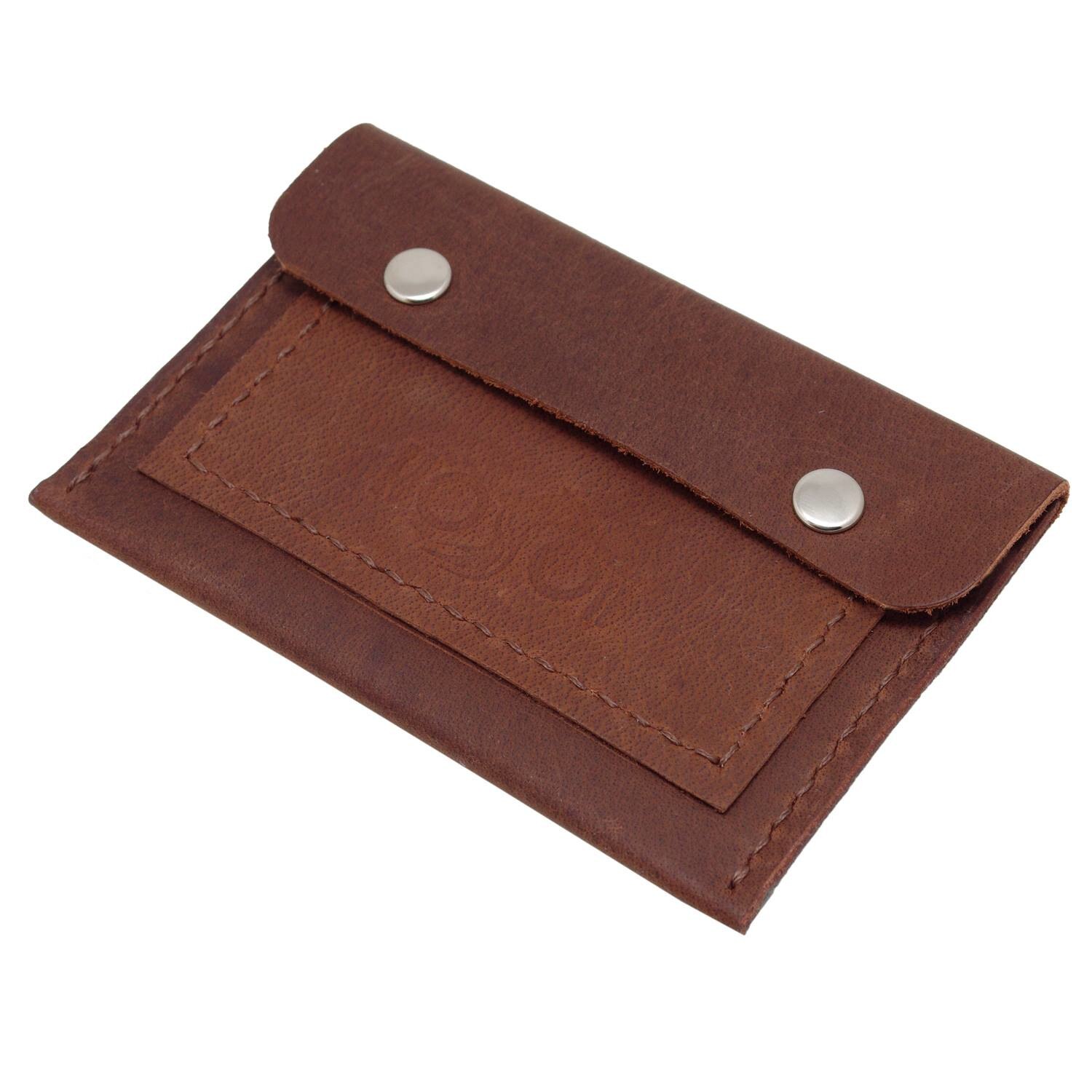 Port card slim Koson din piele naturala maro