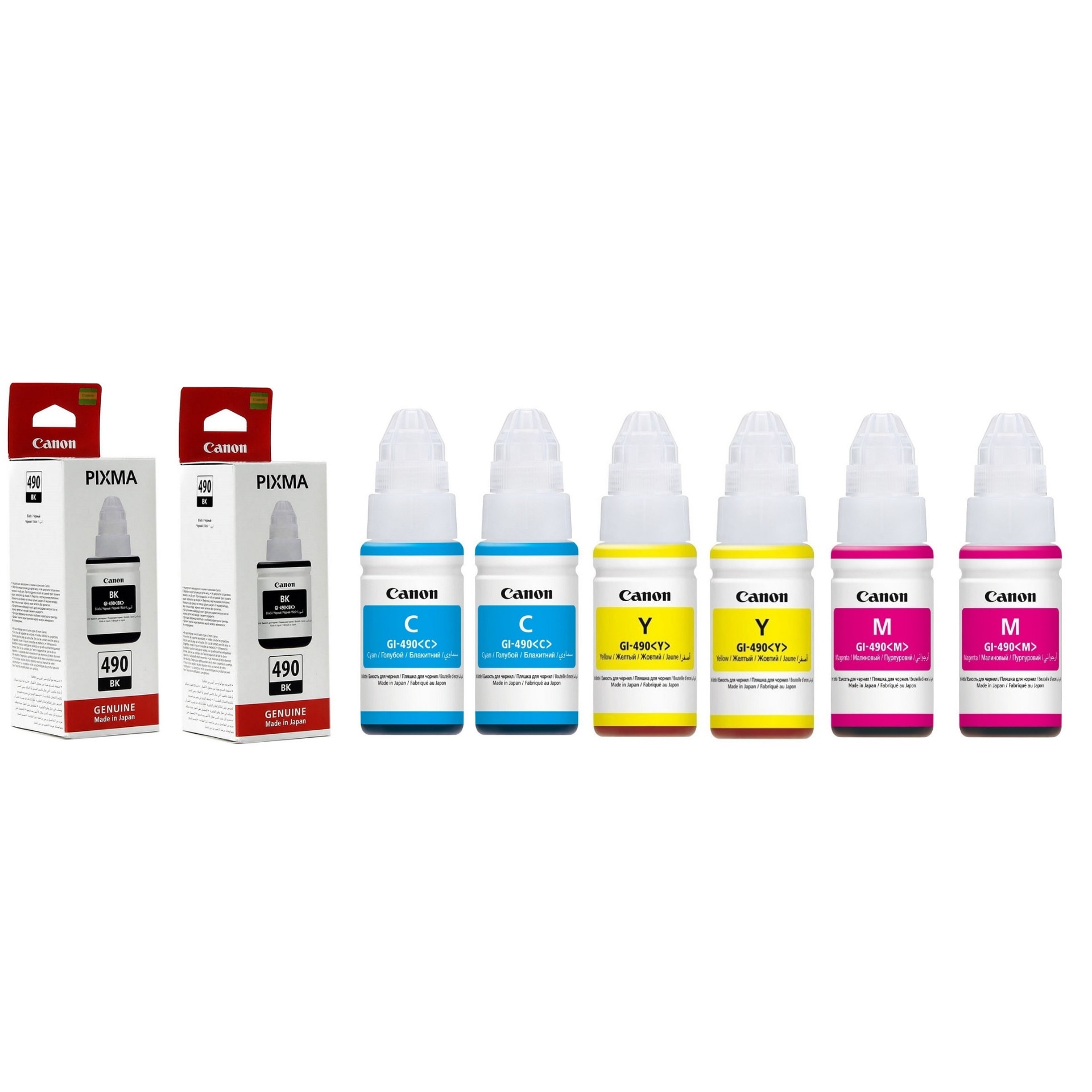 Pachet flacon refill cerneala GI-490 negru x 2,cyan x 2,magenta x 2,galben x 2,Canon original 54000 pagini