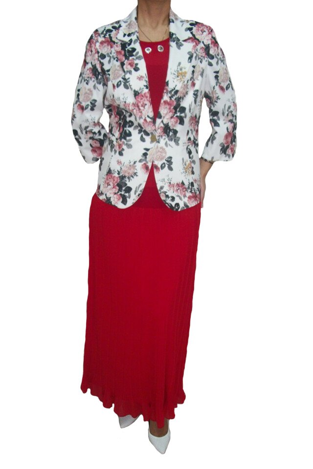 Sacou casual,pe fond alb,imprimeu floral,D&J Exclusive,, Alb